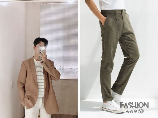 Biến hóa thành quý ông lịch lãm với áo blazer kết hợp quần nhung tăm nam