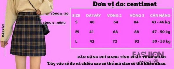 Bảng size váy Việt Nam