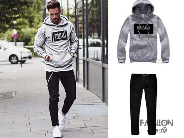 phối đồ với giày sneaker nam và áo hoodie